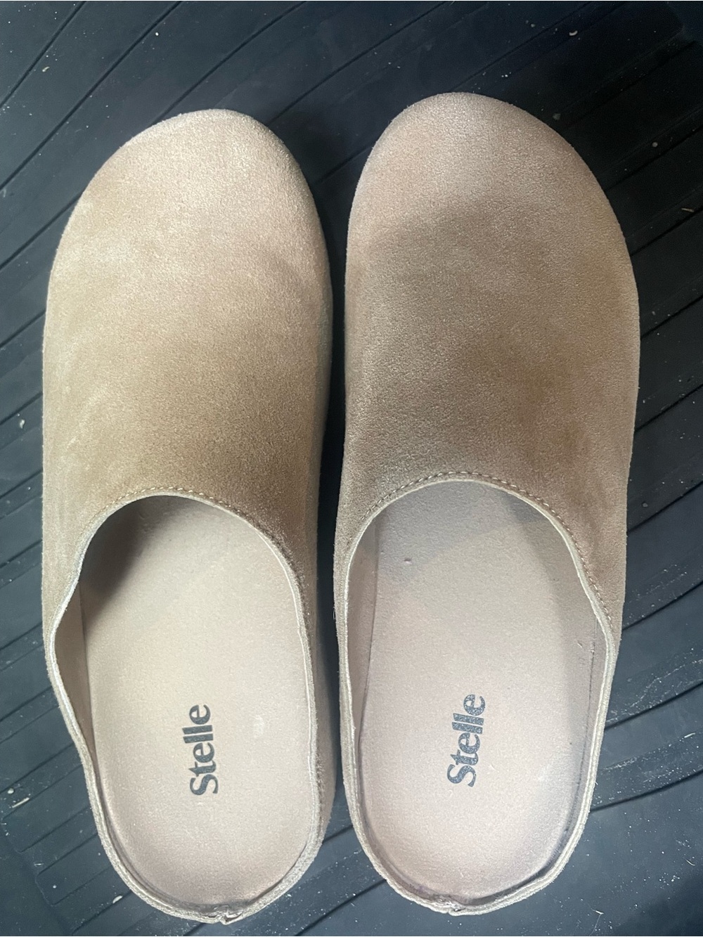 Women's Slip-On Suede Mules in Light Brown